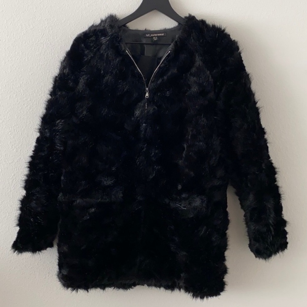 black faux fur jacket
